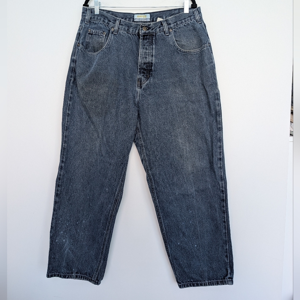 Vintage Y2K Distressed Old Navy Blue Button Fly Estrella Baggy Jeans Sz 40x30